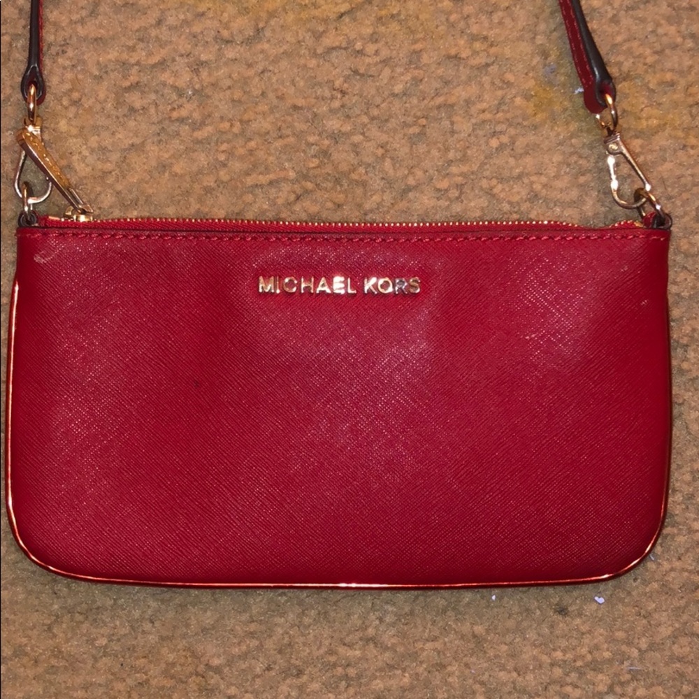 Red Michael kors cross body purse